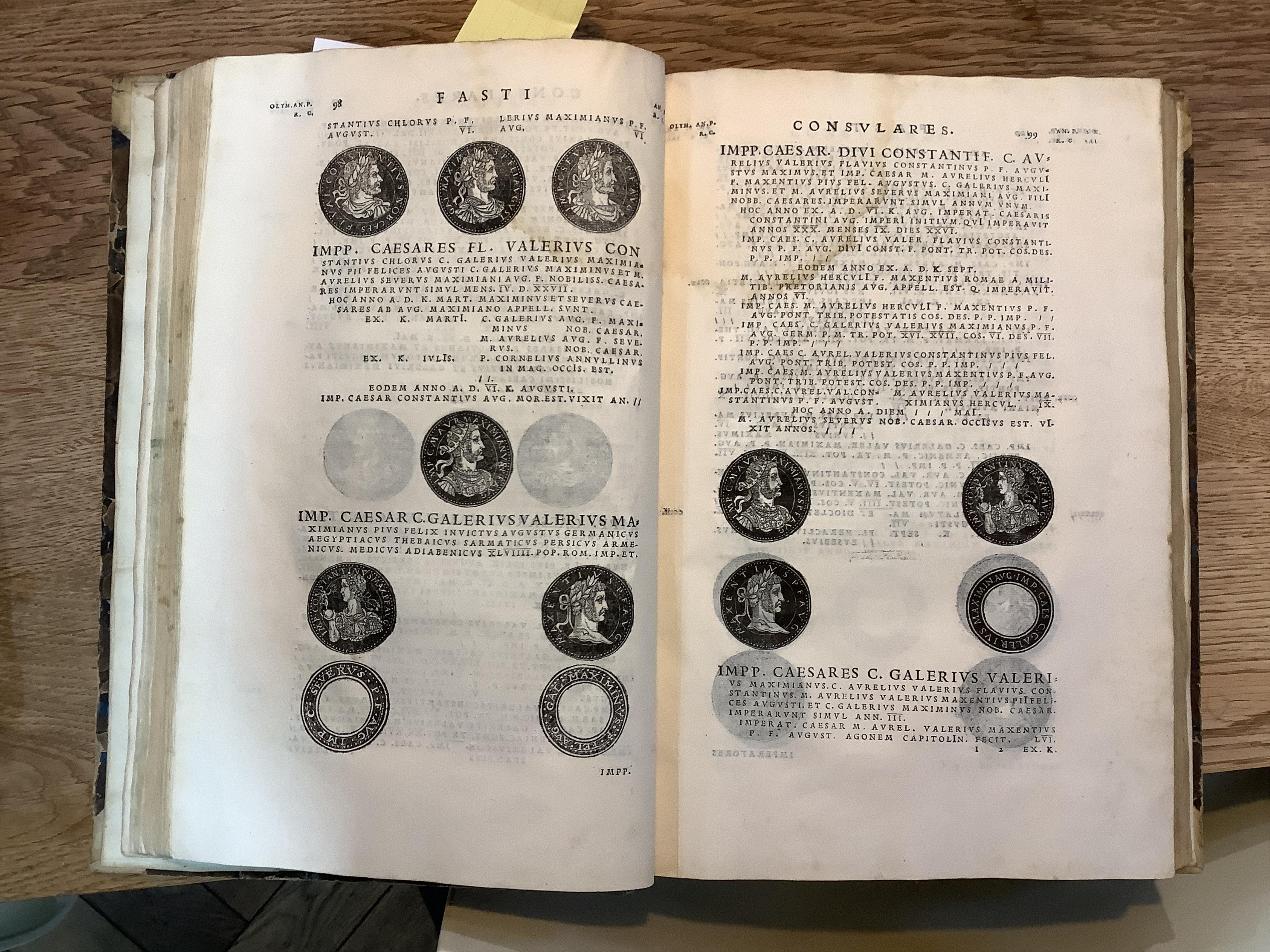 Panvinio, Onofrio. Fasti et triumphi Romanorum a Romulo rege usque ad Carolum V. Caes. Aug. Venetiss, Impensis Iacobi Stradae Mantuani, 1557. ex-libris Horace Walpole. later quarter vellum.